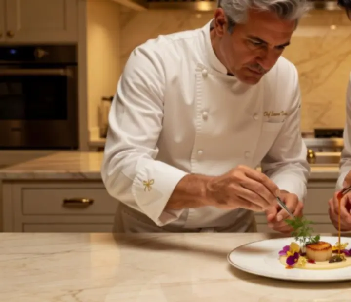 Chef invité préparant un dîner gastronomique